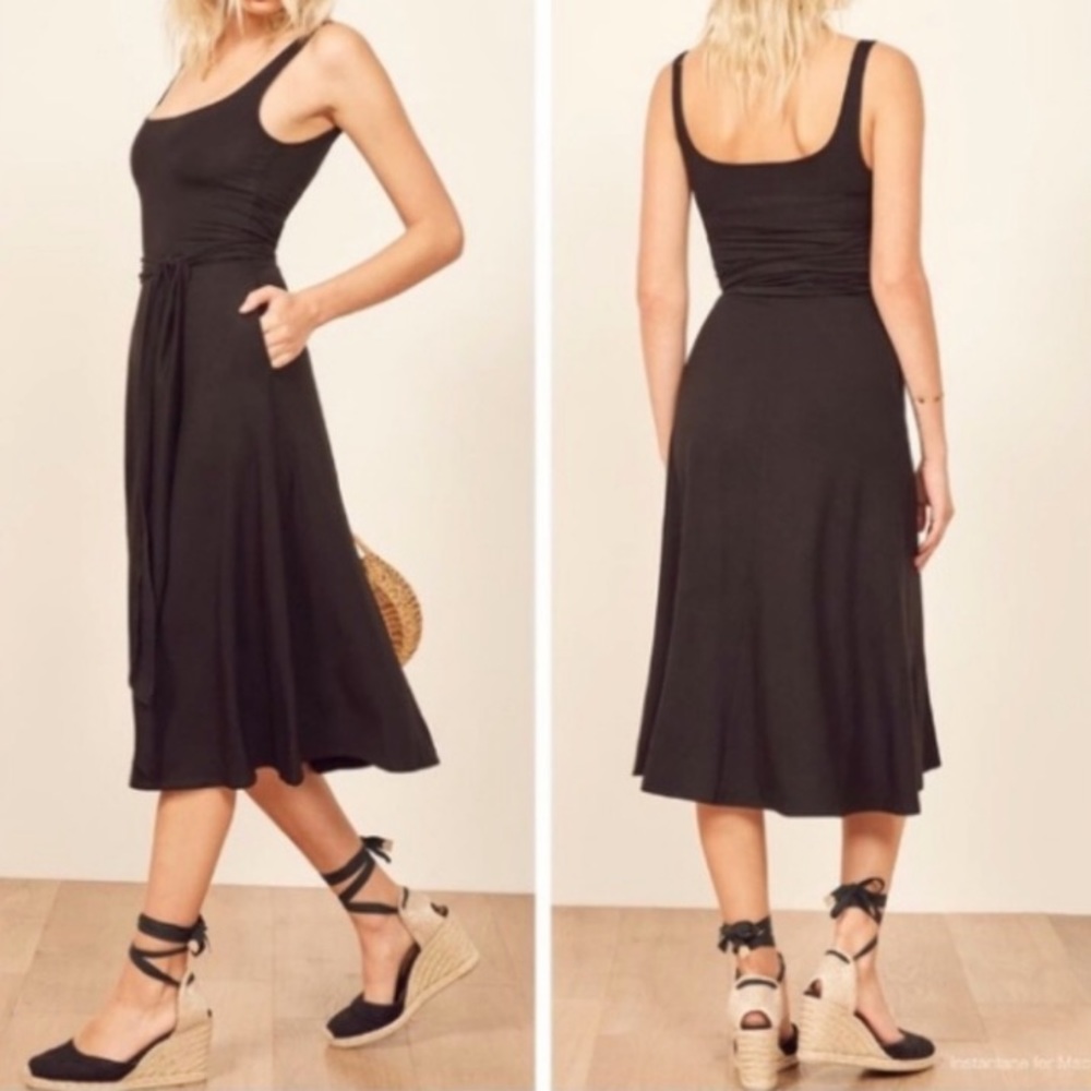Reformation Black Midi Dress